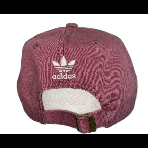 Adidas Cap Hat Women’s Adjustable Strap Burgandy Trefoil 3 Stripe Logo - Picture 5 of 8